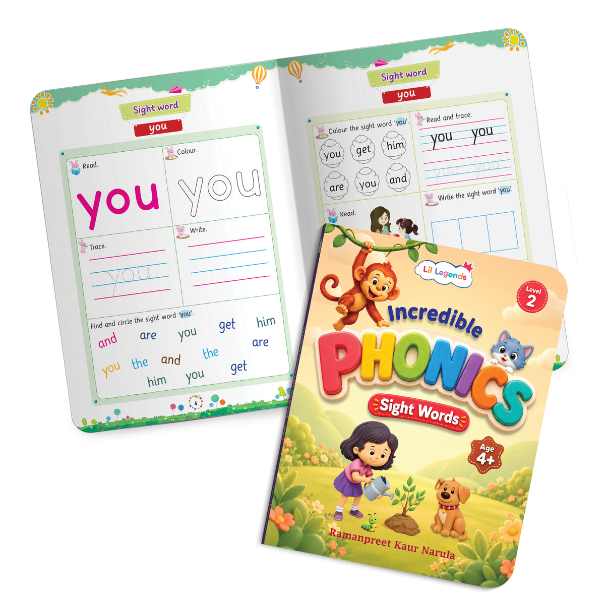 Lil Legends Incredible Phonics Level 2 Sight Words Book | High Frequency Words and Reading Practice | Vocabulary and Activity Book | Age 4+