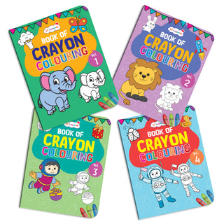 Lil Legends Books Of Crayon Colouring Vol 1-4 Set of 4 | Boosts Focus, Colour Recognition and Creativity | Fun Activity Books With Bold Outlines | For Nursery/LKG/UKG | Age 3+