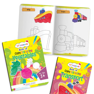 Lil Legends Set Of 10 Copy Colouring Books for Kids | Boxset of 10 Books | Alphabet, Numbers, Shapes and More | Fun Activities and Vocabulary Booster | For Nursery/LKG/UKGF | Age 3+