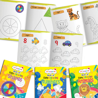 Lil Legends Books Of Copy Colouring Mega Pack of 20 Books for Kids | Alphabet, Numbers, Toys, Fairies and More | Fun Activities and Vocabulary Booster | For Nursery/LKG/UKG | Age 3+|