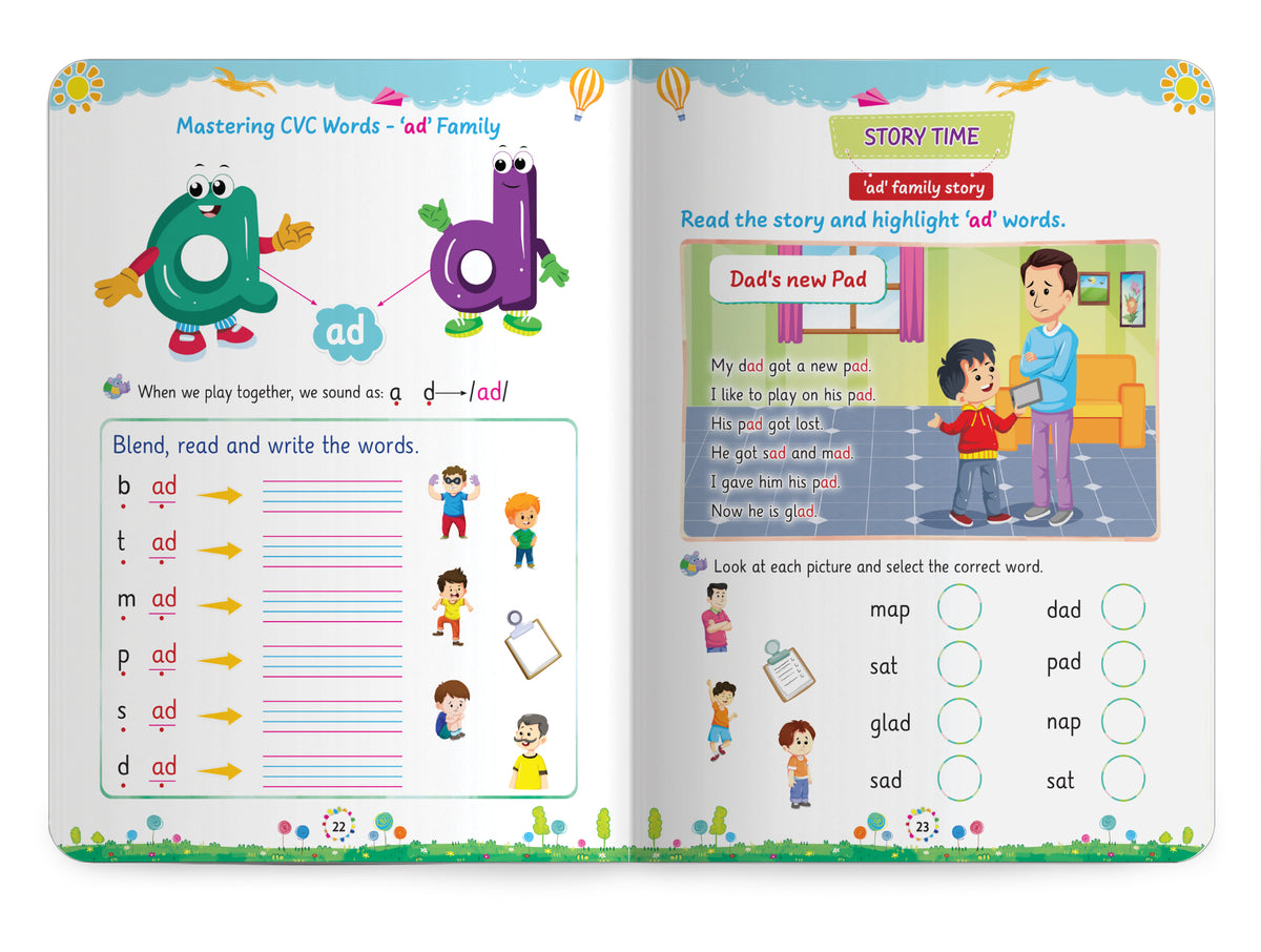Oswaal Lil Legends Incredible Phonics Level 2 Main Book and Sight Words Book | Set of 2 Books for Age 4-6 Years | CVC Words, Blending and High Frequency Words | Fun Activity Book | For UKG/Class 1