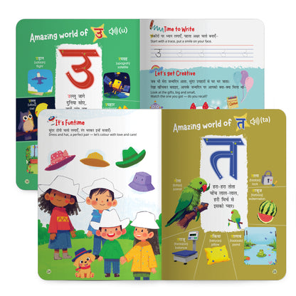 Lil Legends Mitali Hindi Literacy Series Set of 5 Books for Kids | Swar, Vyanjan, Lekhan, Shabd and Pathan Abhyas | Early Hindi Learning Workbooks | For Nursery/LKG/UKG/Class1 | Age 3+