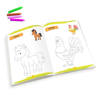 Lil Legends Books Of Copy Colouring Set of 10 Books for Kids | Dinosaurs, Unicorns, Festivals, Community Helpers and More | Fun Activities and Vocabulary Booster | For LKG/UK | Age 3+