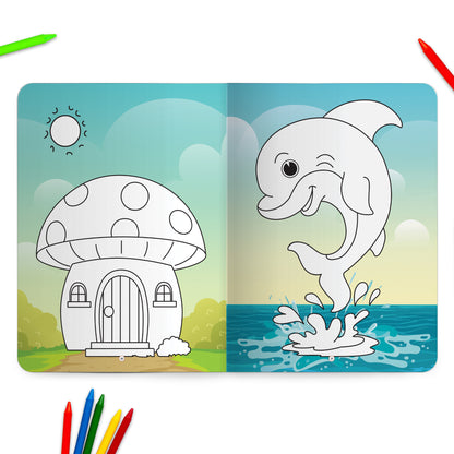 Lil Legends Jumbo Colouring Books Vol 1-4 for Kids | Bold Outlines and Big Designs | Animals, Birds, Everyday Objects and Nature | Fun Colouring Activity Books | Age 3+