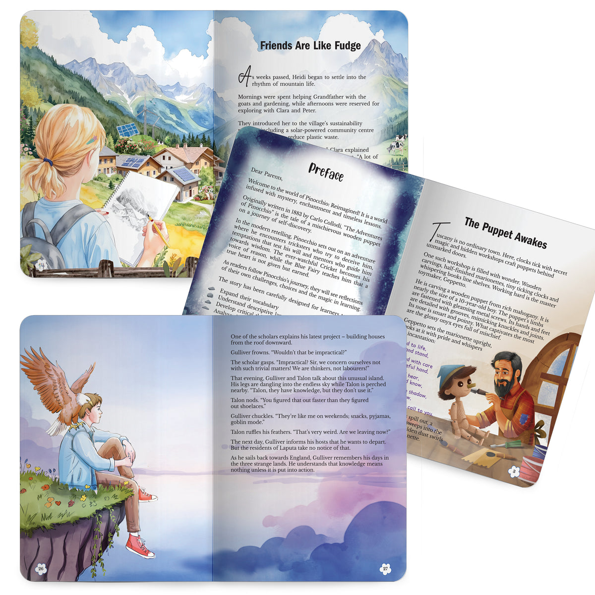 Lil Legends Timeless Classics Re-Imagined for Today | Set of 3 Story Books | Heidi, Pinocchio and Gulliver's Travels | Vocabulary, Imagination and Value Booster Stories | For Age 7+