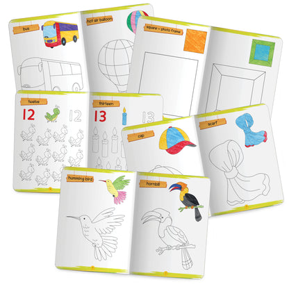 Lil Legends Books of Copy Colouring Set of 5 Books for Kids | Transport, Shapes, Numbers, Clothes and Birds | Fun Activities and Vocabulary Booster | For LKG/UKG | Age 3+