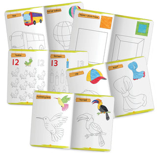 Lil Legends Books of Copy Colouring Set of 5 Books for Kids | Transport, Shapes, Numbers, Clothes and Birds | Fun Activities and Vocabulary Booster | For LKG/UKG | Age 3+