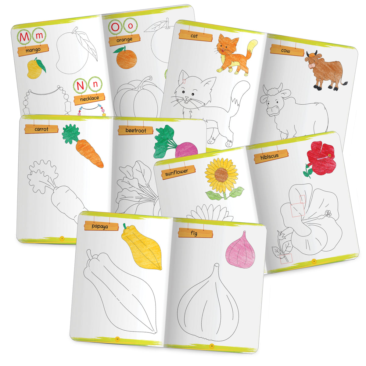 Lil Legends Books of Copy Colouring Set of 5 Books for Kids | Animals, Alphabets, Vegetables, Flowers and Fruits | Fun Activities and Vocabulary Booster for Kids | For LKG/UKG | Age 3+