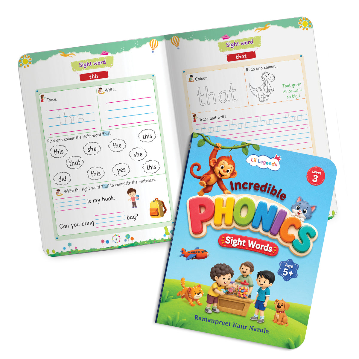 Lil Legends Incredible Phonics Level 3 Sight Words Book | Tricky and High Frequency Words | Reading Fluency and Fun Activity Book | Age 5+