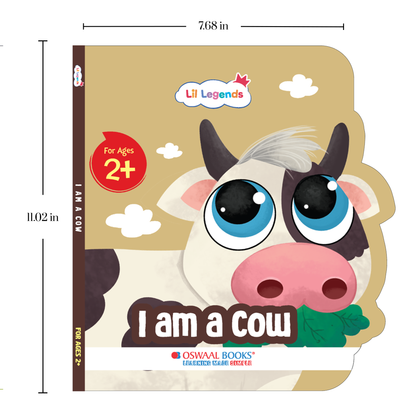 Lil Legends Shaped Board Book - Pet Animals: Cow | Cow-Shaped Picture Book for Kids Age 2+ Years | Early Learning Book with Colourful Illustrations for Toddlers & Preschoolers