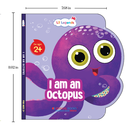 Lil Legends Shaped Board Book - Sea Animals: Octopus | Octopus-Shaped Picture Book for Kids Age 2+ Years | Early Learning Book with Colourful Illustrations for Toddlers & Preschoolers