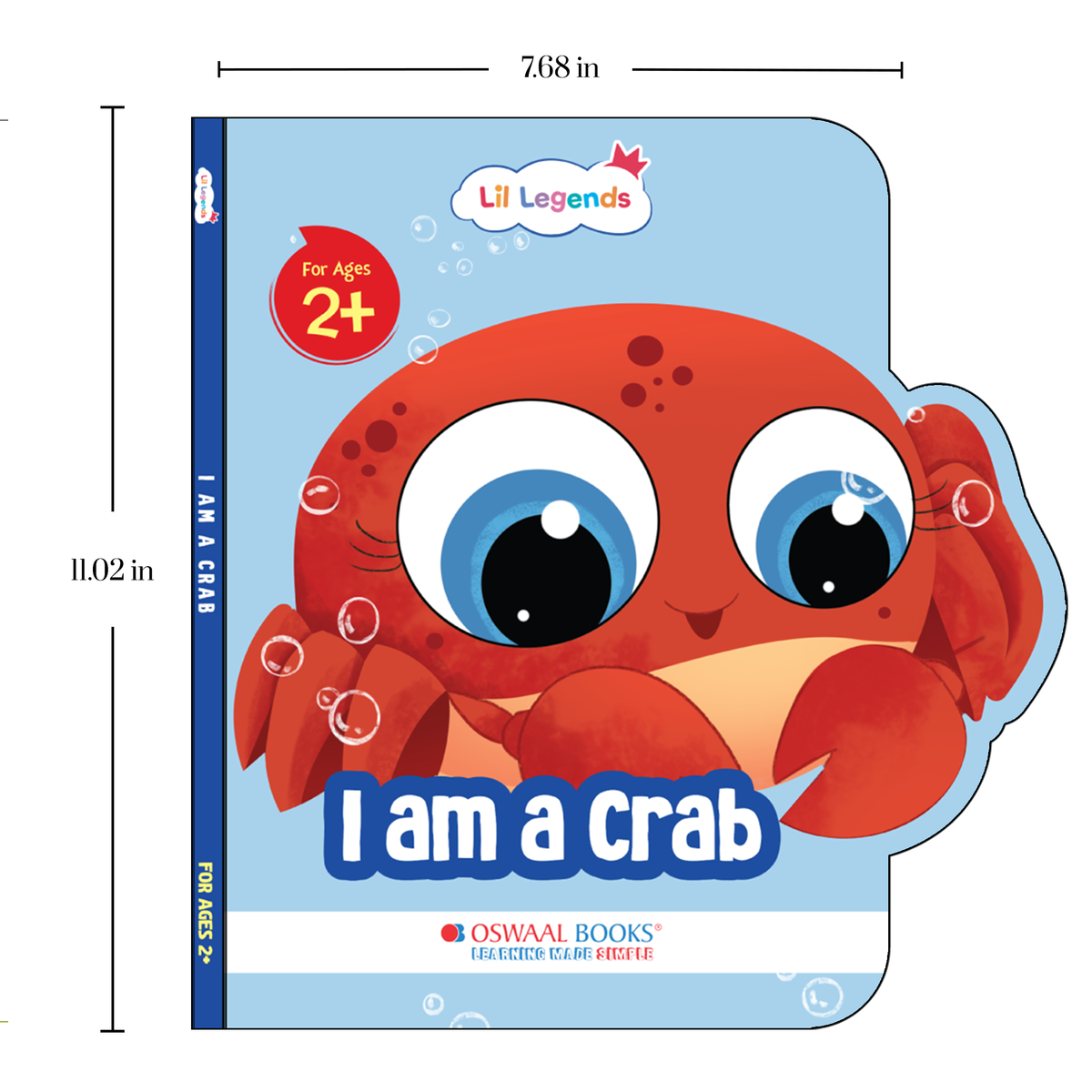Lil Legends Shaped Board Book - Sea Animals: Crab | Crab-Shaped Picture Book for Kids Age 2+ Years | Early Learning Book with Colourful Illustrations for Toddlers & Preschoolers