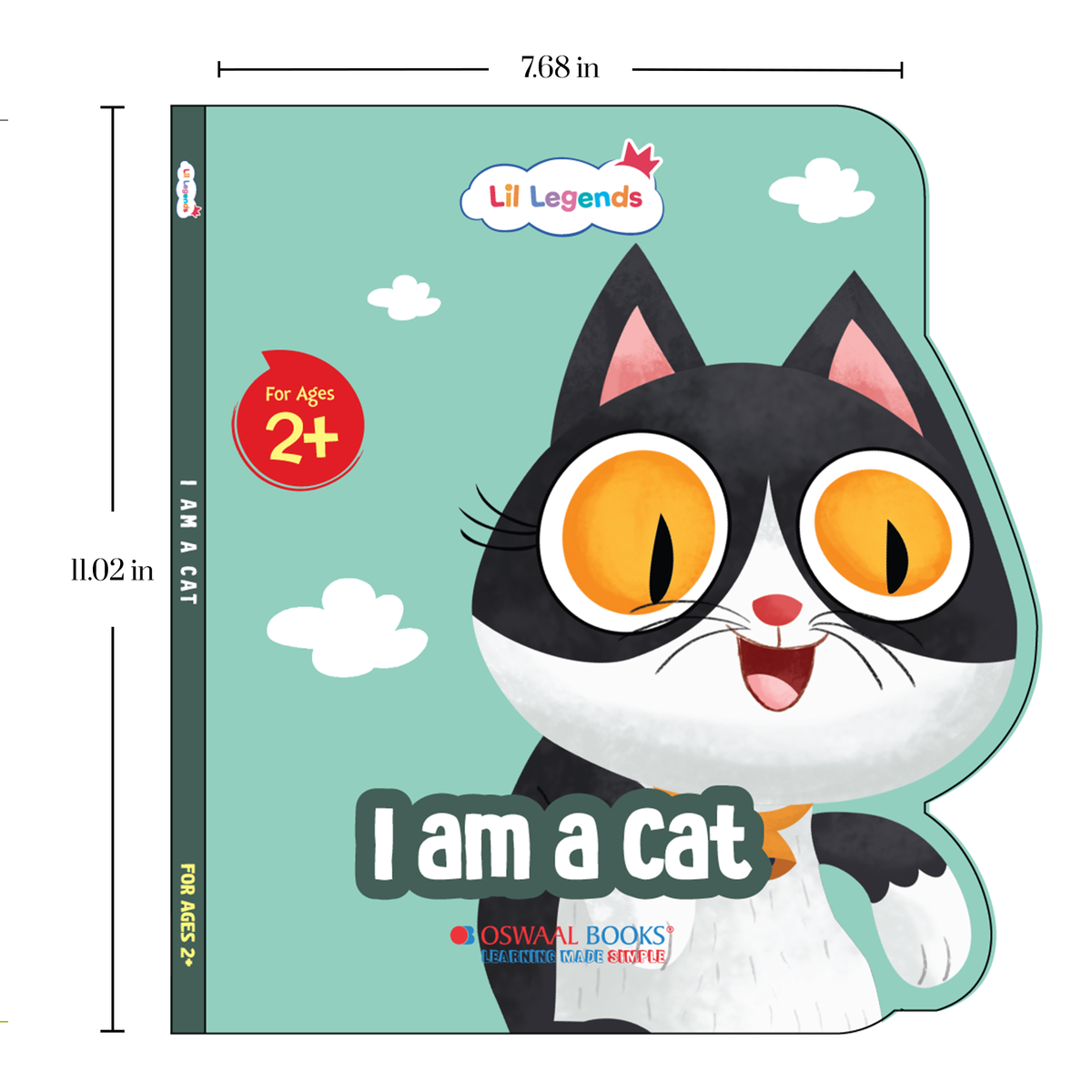 Lil Legends Shaped Board Book - Pet Animals: Cat | Cat-Shaped Picture Book for Kids Age 2+ Years | Early Learning Book with Colourful Illustrations for Toddlers & Preschoolers