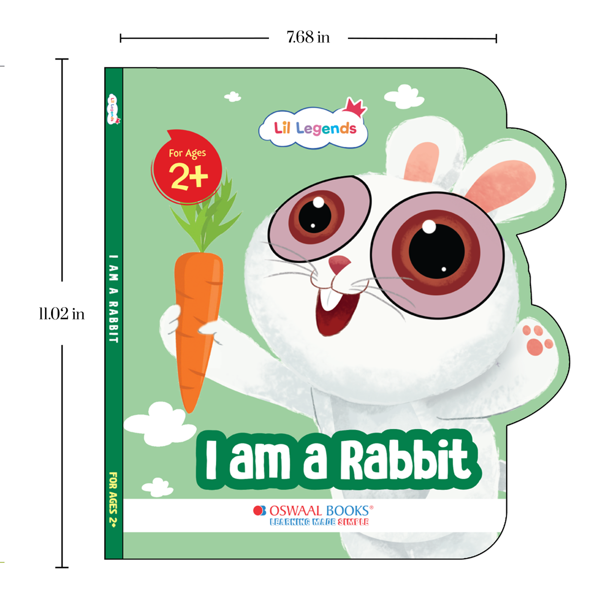 Lil Legends Shaped Board Book - Pet Animals: Rabbit | Rabbit-Shaped Picture Book for Kids Age 2+ Years | Early Learning Book with Colourful Illustrations for Toddlers & Preschoolers
