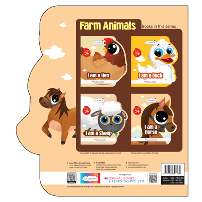 Lil Legends Shaped Board Book - Farm Animals: Horse | Horse-Shaped Picture Book for Kids Age 2+ Years | Early Learning Book with Colourful Illustrations for Toddlers & Preschoolers