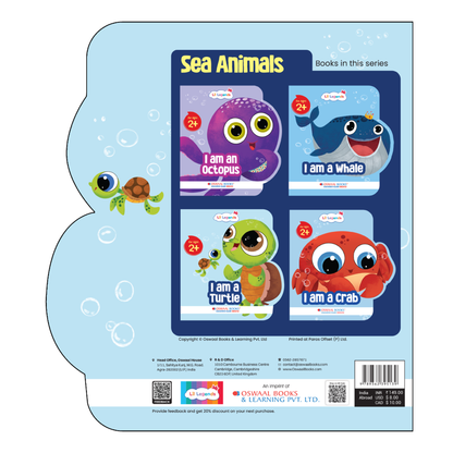 Lil Legends Shaped Board Book - Sea Animals: Turtle | Turtle-Shaped Picture Book for Kids Age 2+ Years | Early Learning Book with Colourful Illustrations for Toddlers & Preschoolers