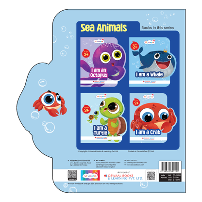 Lil Legends Shaped Board Book - Sea Animals: Crab | Crab-Shaped Picture Book for Kids Age 2+ Years | Early Learning Book with Colourful Illustrations for Toddlers & Preschoolers