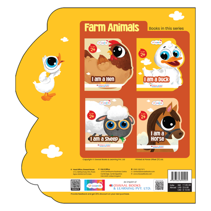 Lil Legends Shaped Board Book - Farm Animals: Duck | Duck-Shaped Picture Book for Kids Age 2+ Years | Early Learning Book with Colourful Illustrations for Toddlers & Preschoolers