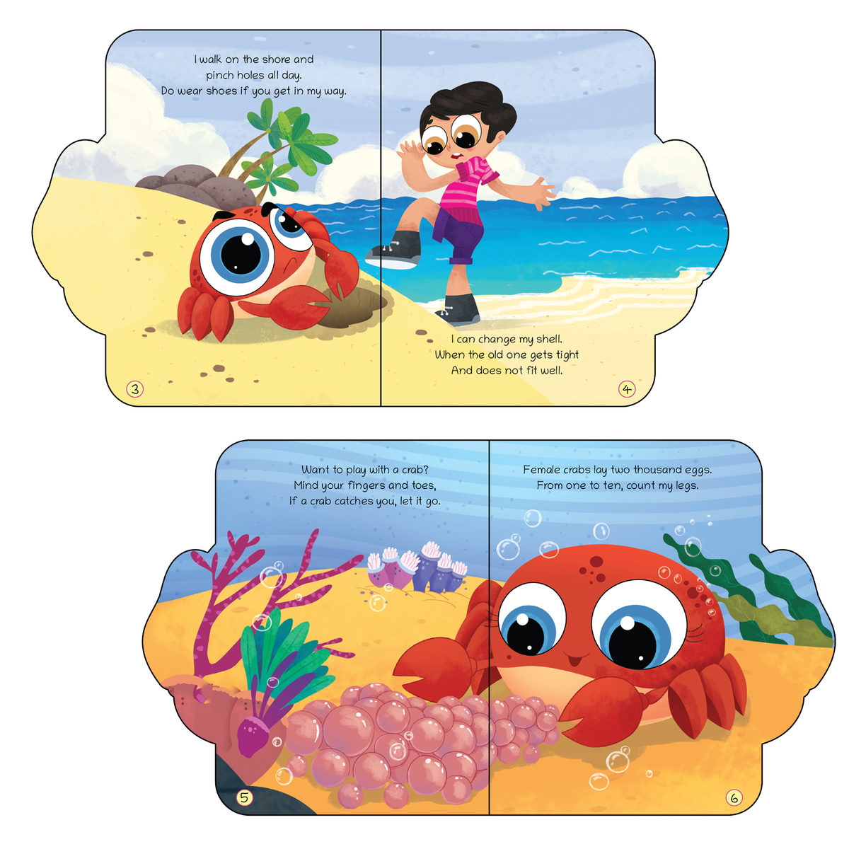 Lil Legends Shaped Board Book - Sea Animals: Crab | Crab-Shaped Picture Book for Kids Age 2+ Years | Early Learning Book with Colourful Illustrations for Toddlers & Preschoolers