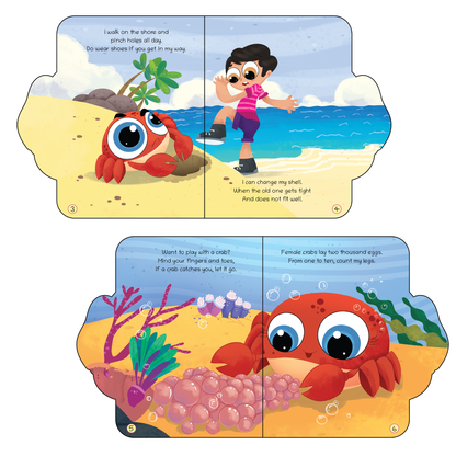 Lil Legends Shaped Board Book - Sea Animals: Crab | Crab-Shaped Picture Book for Kids Age 2+ Years | Early Learning Book with Colourful Illustrations for Toddlers & Preschoolers