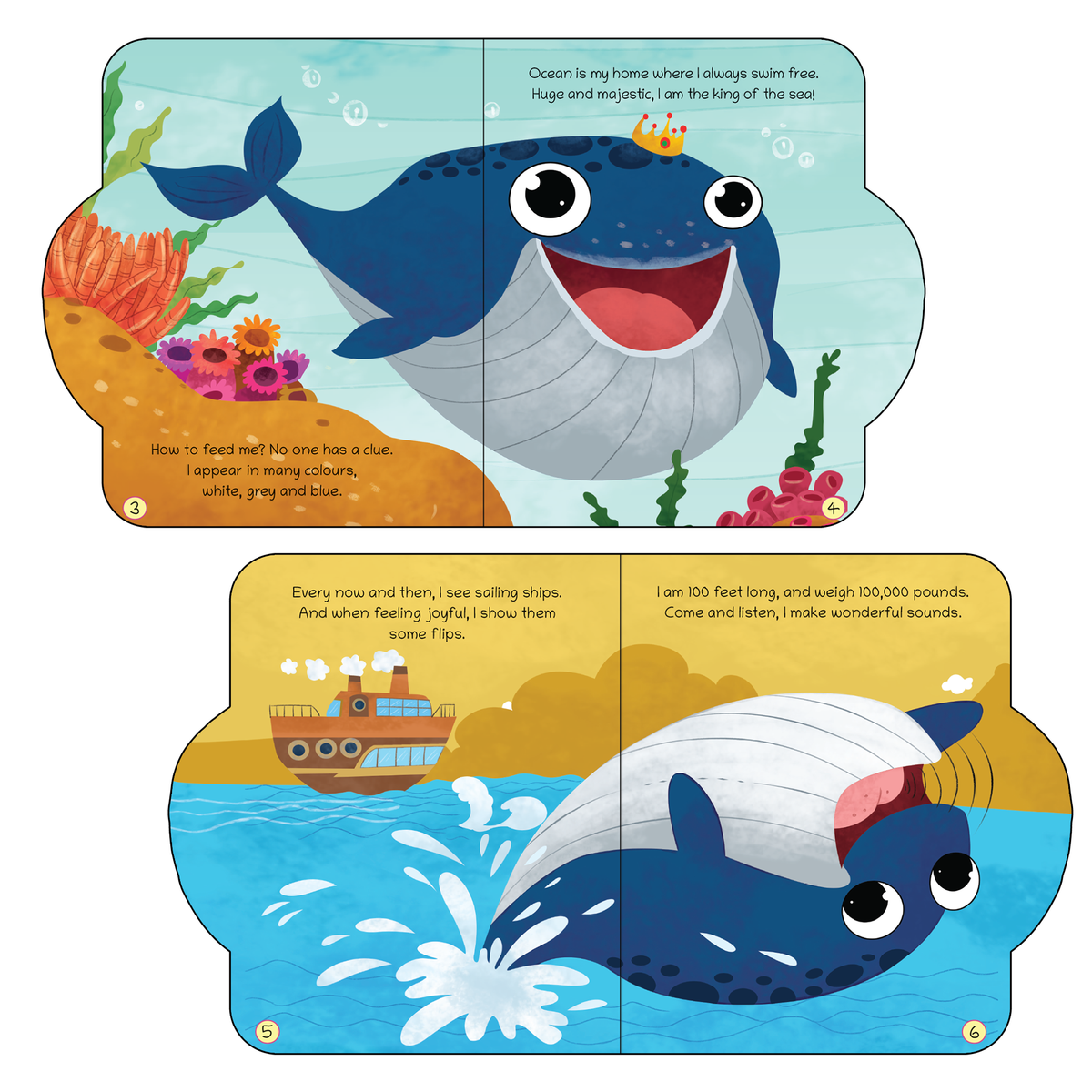 Lil Legends Shaped Board Book - Sea Animals: Whale | Whale-Shaped Picture Book for Kids Age 2+ Years | Early Learning Book with Colourful Illustrations for Toddlers & Preschoolers