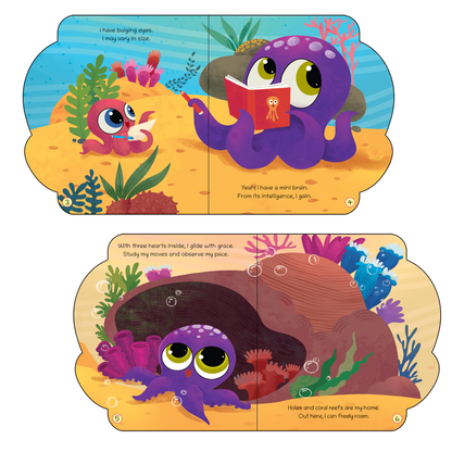 Lil Legends Shaped Board Book - Sea Animals: Octopus | Octopus-Shaped Picture Book for Kids Age 2+ Years | Early Learning Book with Colourful Illustrations for Toddlers & Preschoolers