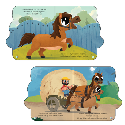 Lil Legends Shaped Board Book - Farm Animals: Horse | Horse-Shaped Picture Book for Kids Age 2+ Years | Early Learning Book with Colourful Illustrations for Toddlers & Preschoolers
