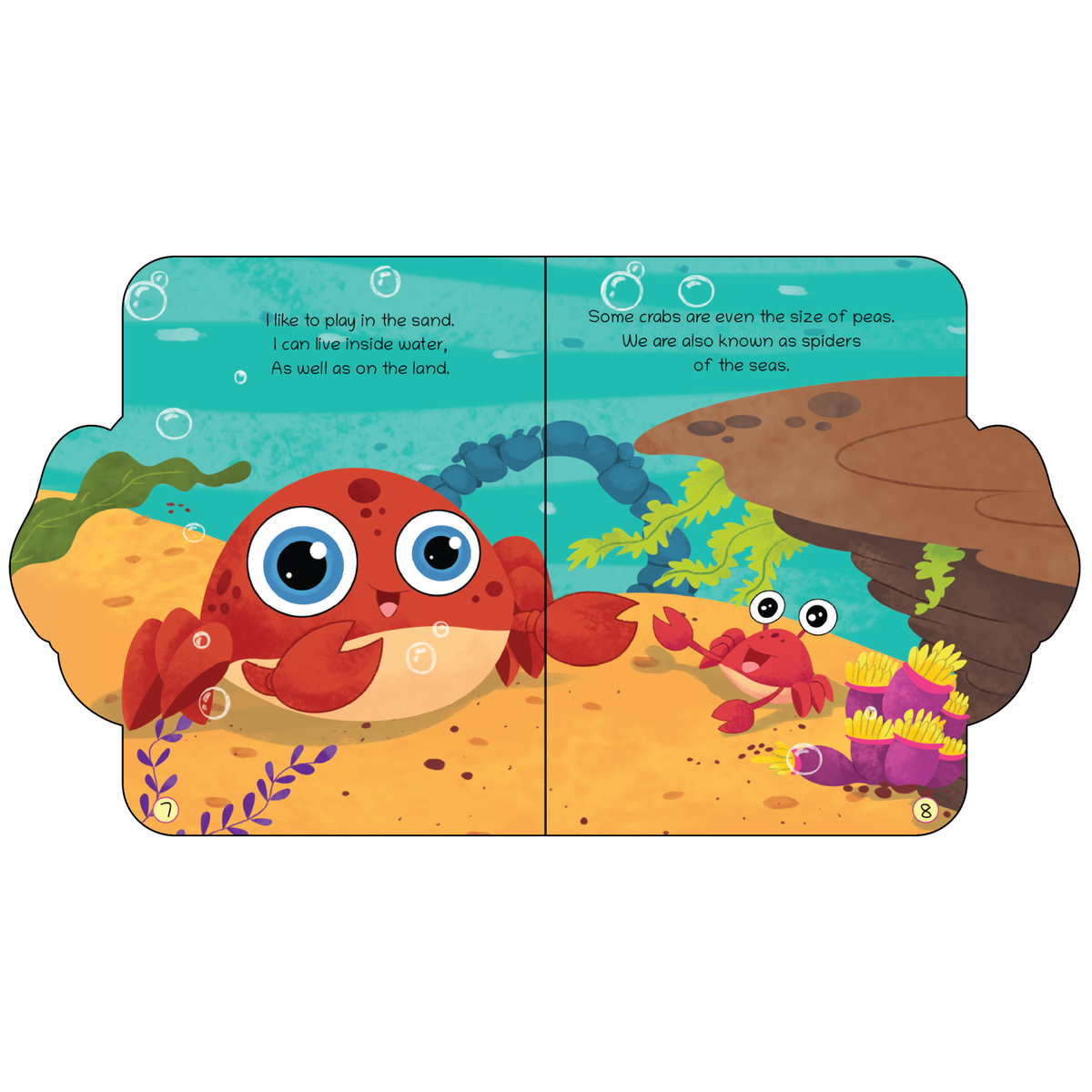 Lil Legends Shaped Board Book - Sea Animals: Crab | Crab-Shaped Picture Book for Kids Age 2+ Years | Early Learning Book with Colourful Illustrations for Toddlers & Preschoolers