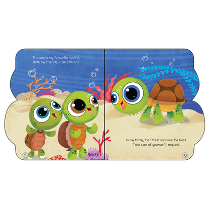 Lil Legends Shaped Board Book - Sea Animals: Turtle | Turtle-Shaped Picture Book for Kids Age 2+ Years | Early Learning Book with Colourful Illustrations for Toddlers & Preschoolers