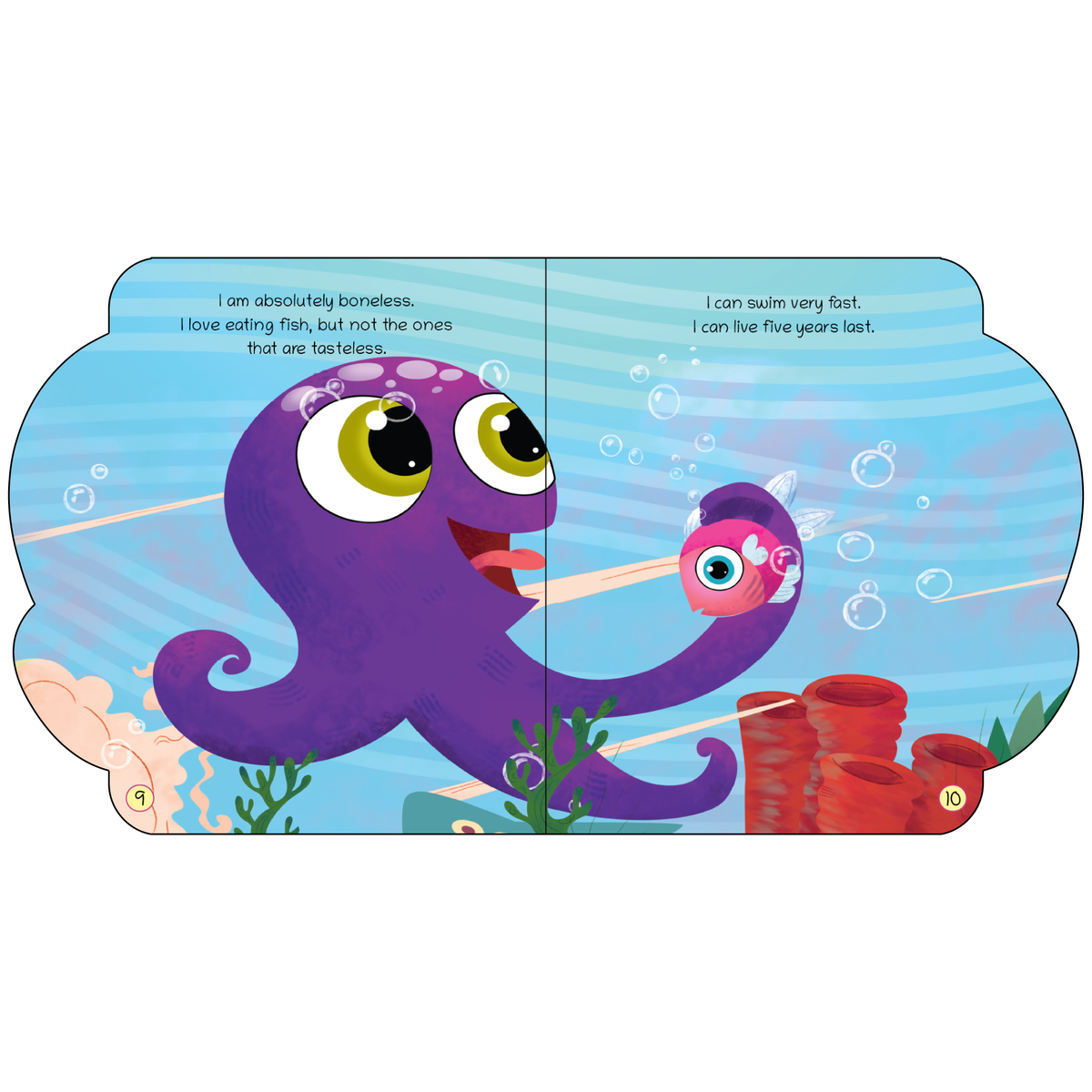Lil Legends Shaped Board Book - Sea Animals: Octopus | Octopus-Shaped Picture Book for Kids Age 2+ Years | Early Learning Book with Colourful Illustrations for Toddlers & Preschoolers