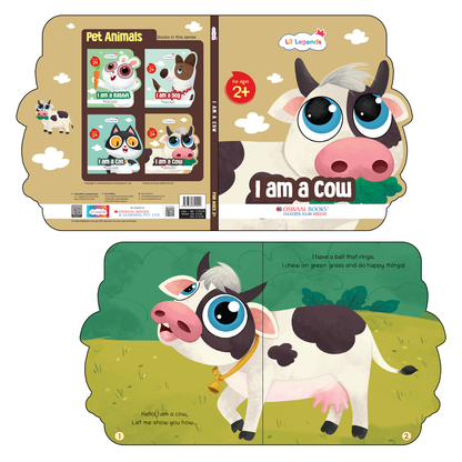 Lil Legends Shaped Board Book - Pet Animals: Cow | Cow-Shaped Picture Book for Kids Age 2+ Years | Early Learning Book with Colourful Illustrations for Toddlers & Preschoolers