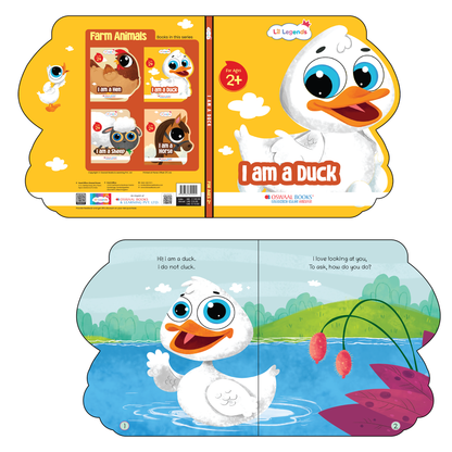Lil Legends Shaped Board Book - Farm Animals: Duck | Duck-Shaped Picture Book for Kids Age 2+ Years | Early Learning Book with Colourful Illustrations for Toddlers & Preschoolers