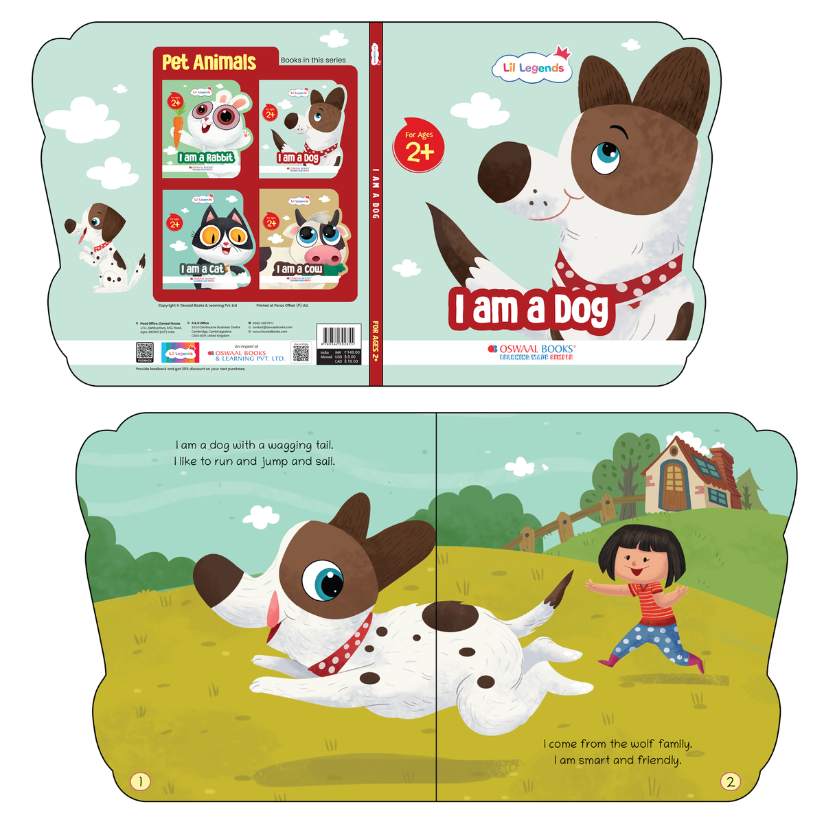 Lil Legends Shaped Board Book - Pet Animals: Dog | Dog-Shaped Picture Book for Kids Age 2+ Years | Early Learning Book with Colourful Illustrations for Toddlers & Preschoolers
