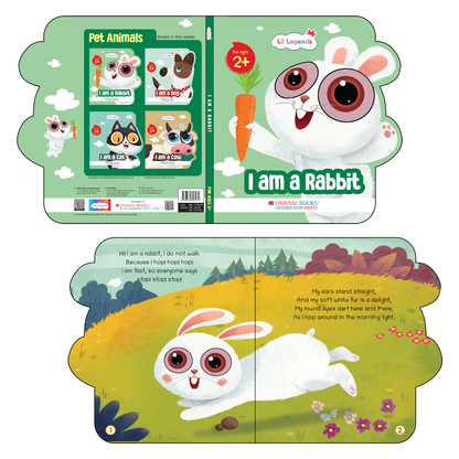 Lil Legends Shaped Board Book - Pet Animals: Rabbit | Rabbit-Shaped Picture Book for Kids Age 2+ Years | Early Learning Book with Colourful Illustrations for Toddlers & Preschoolers