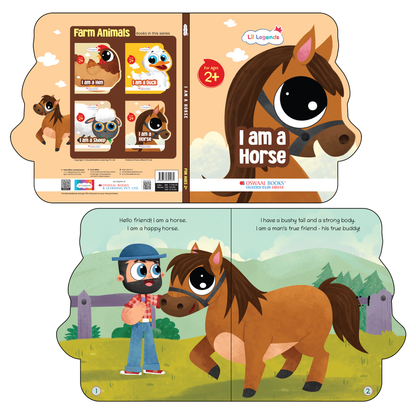 Lil Legends Shaped Board Book - Farm Animals: Horse | Horse-Shaped Picture Book for Kids Age 2+ Years | Early Learning Book with Colourful Illustrations for Toddlers & Preschoolers