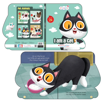Lil Legends Shaped Board Book - Pet Animals: Cat | Cat-Shaped Picture Book for Kids Age 2+ Years | Early Learning Book with Colourful Illustrations for Toddlers & Preschoolers