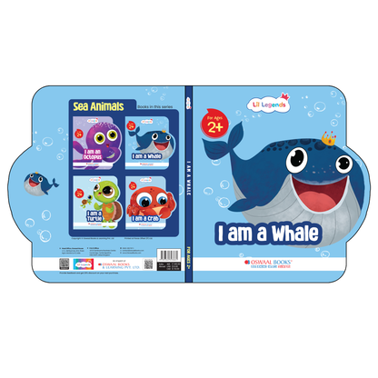 Lil Legends Shaped Board Book - Sea Animals: Whale | Whale-Shaped Picture Book for Kids Age 2+ Years | Early Learning Book with Colourful Illustrations for Toddlers & Preschoolers