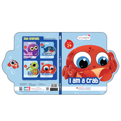 Lil Legends Shaped Board Book - Sea Animals: Crab | Crab-Shaped Picture Book for Kids Age 2+ Years | Early Learning Book with Colourful Illustrations for Toddlers & Preschoolers