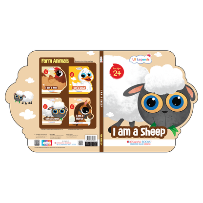 Lil Legends Shaped Board Book - Farm Animals: Sheep | Sheep-Shaped Picture Book for Kids Age 2+ Years | Early Learning Book with Colourful Illustrations for Toddlers & Preschoolers