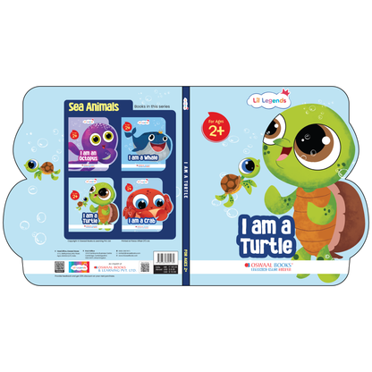 Lil Legends Shaped Board Book - Sea Animals: Turtle | Turtle-Shaped Picture Book for Kids Age 2+ Years | Early Learning Book with Colourful Illustrations for Toddlers & Preschoolers