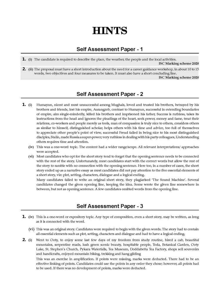 ISC 10 Sample Question Papers Class 12 English-1 For Board Exams 2024 (Based On The Latest CISCE/ ISC Specimen Paper)