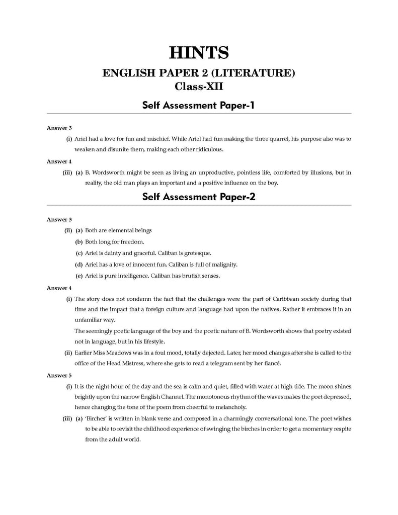 ISC 10 Sample Question Papers Class 12 English-2 For 2024 Board Exams (Based On The Latest CISCE/ ISC Specimen Paper)