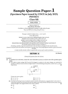 ISC 10 Sample Question Papers Class 12 Physics | For 2024 Board Exams