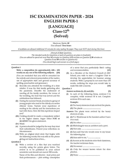 ISC 5 Previous Year Solved Papers Class-12 | Year Wise 2018-2024 | PCM (Physics, Chemistry, Mathematics, English 1, English 2, Hindi, Computer science) For 2025 Board Exam - Oswaal Books