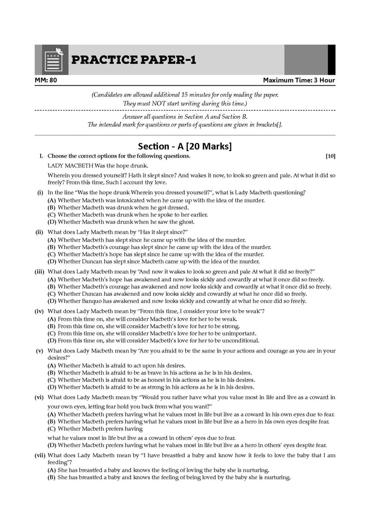 ISC 10 Sample Question Papers Class 11 English - 2 | For 2024 Exams