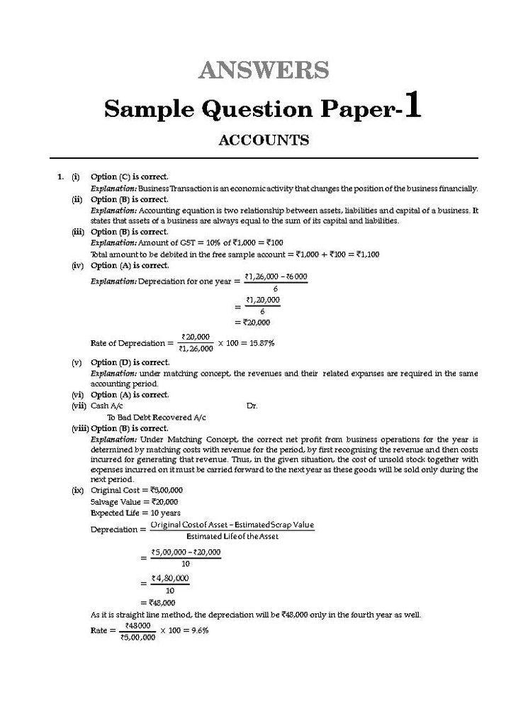 ISC 10 Sample Question Papers Class 11 Accounts For 2024 Exams (Based On The Latest CISCE/ ISC Specimen Paper) Oswaal Books and Learning Private Limited