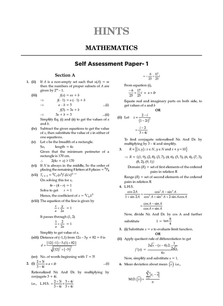 ISC 10 Sample Question Papers Class 11 Mathematics For 2024 Exams (Based On The Latest CISCE/ ISC Specimen Paper) - Oswaal Books and Learning Pvt Ltd