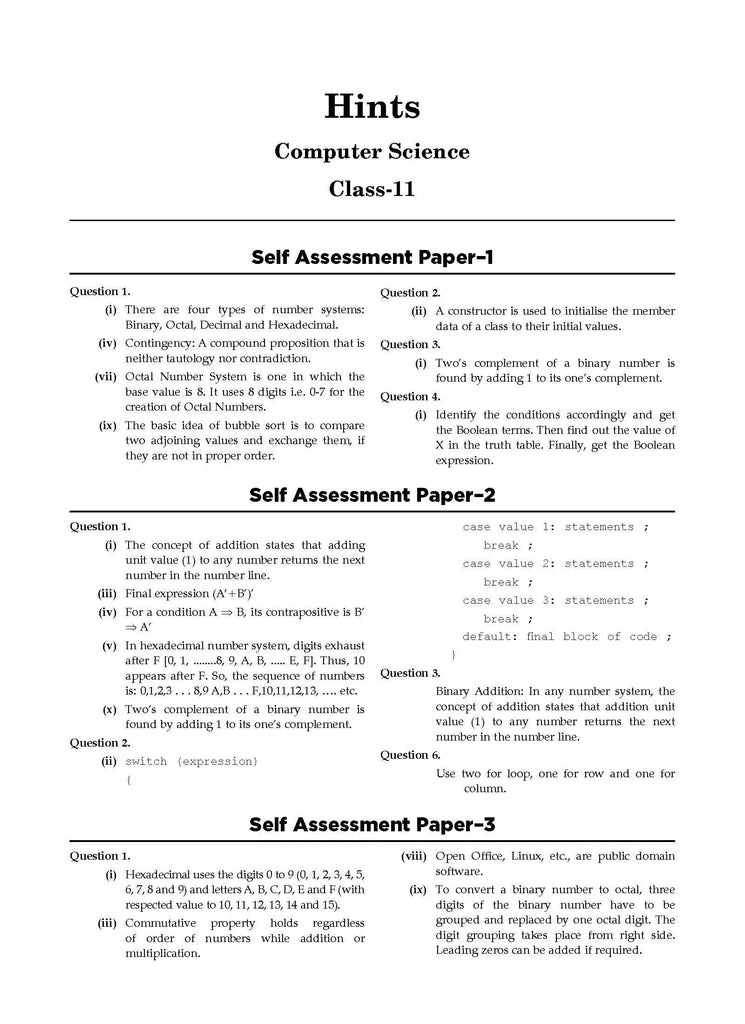ISC Computer science 10 Sample Question Papers Class 11 For 2024 Exams ...
