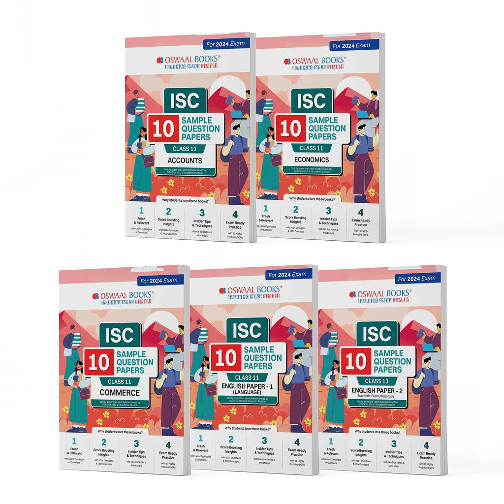 ISC 10 Sample Question Papers Class 11  Accounts, Economics, Commerce, English Paper-1 & 2 (Set of 5 Books)  For Board Exams 2024 (Based On The Latest CISCE/ISC Specimen Paper) Oswaal Books and Learning Private Limited
