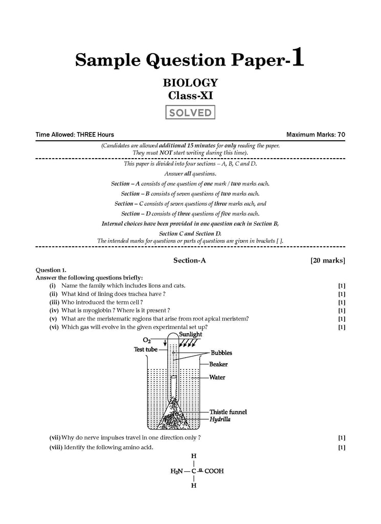ISC 10 Sample Question Papers Class 11 Biology For 2024 Exams (Based On The Latest CISCE/ ISC Specimen Paper) Oswaal Books and Learning Private Limited